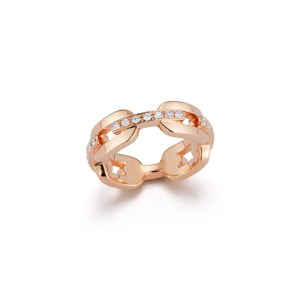 Walters Faith 18k Rose Gold Saxon Diamond Bar Flat Chain Link Ring